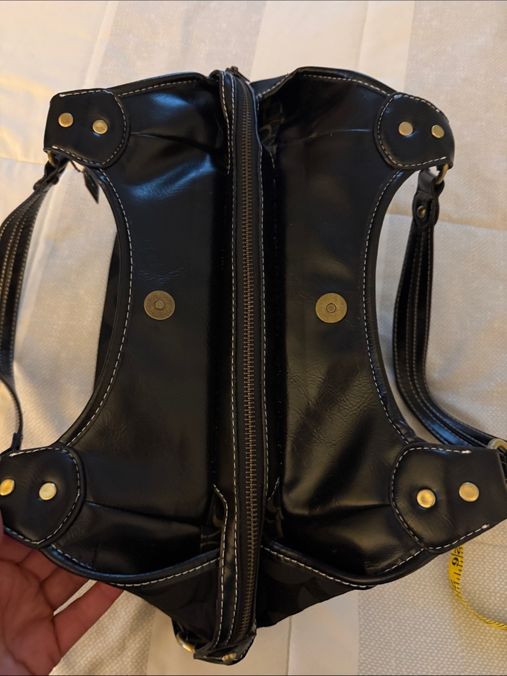 Coach Black Shoulder Bag with Gold Hardware and Contrast Stitching - Picture 7 of 11